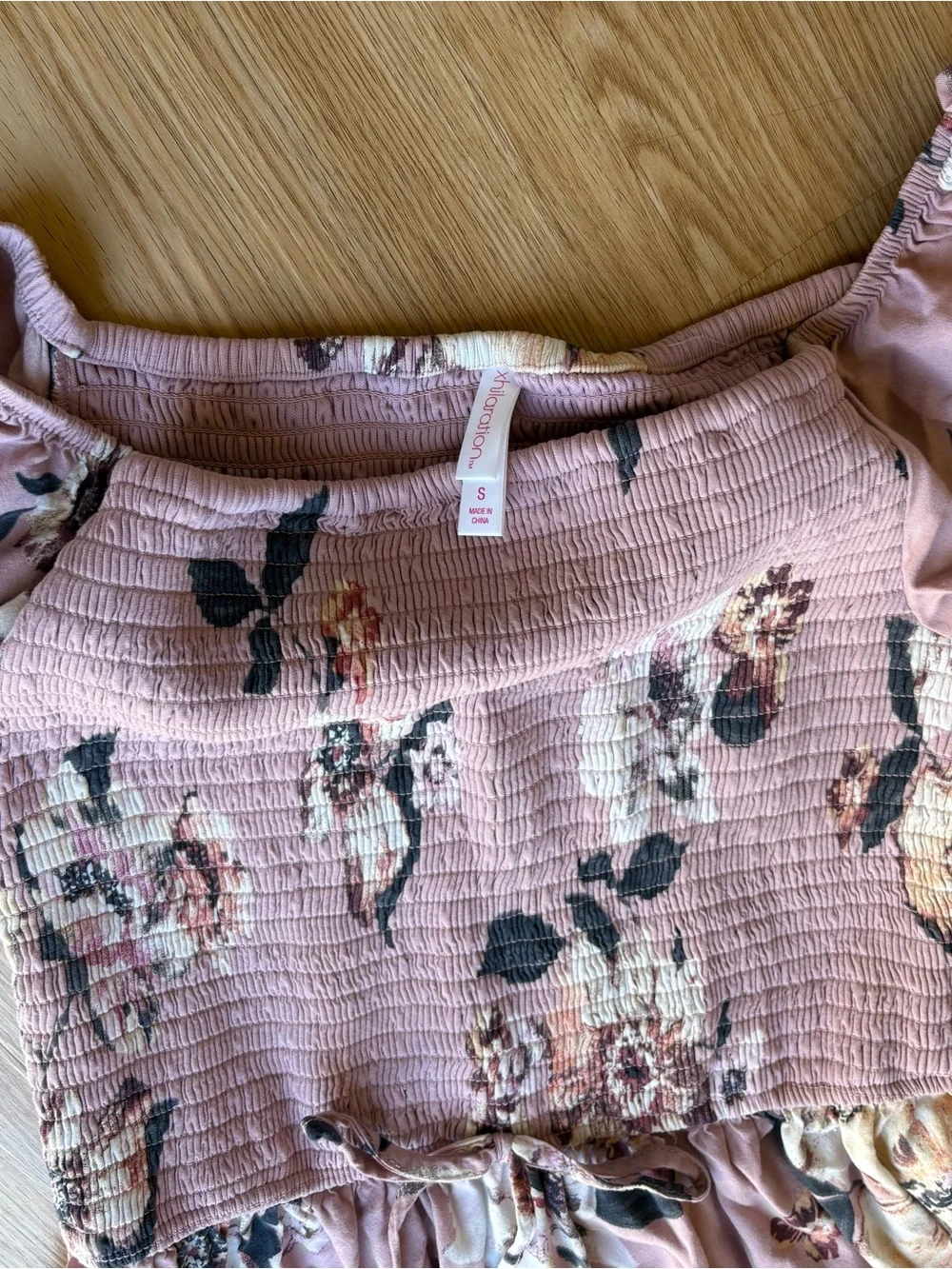 Girls' Pink Floral Smocked Dress